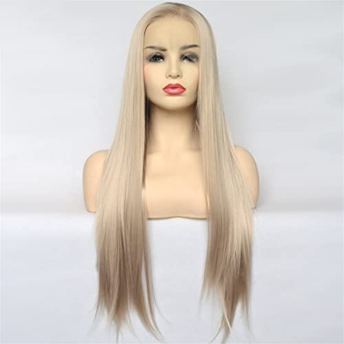 Synthetic Lace Front Wig for Black Women,Queen Natural Blonde Synthetic Lace Front Wig Pre Plucked Heat Resistant Fiber Gold Blonde Color for Women,22 inch von SYVI