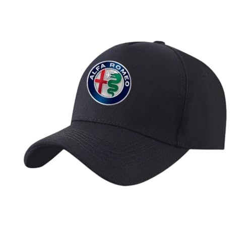 Auto Kappe für Alfa Romeo Spider, Baseballkappe Basecap Mütze Basecap Herren Unisex Kappe Verstellbar Baumwolle mit Auto Logo Baseball Cap für Herren Damen Zubehör,Black-A von SYXWJL