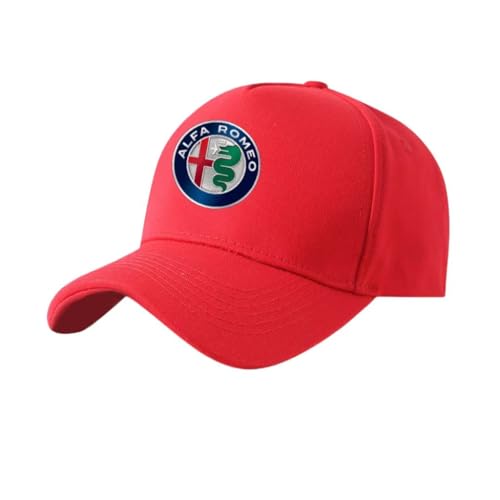 Auto Kappe für Alfa Romeo Spider, Baseballkappe Basecap Mütze Basecap Herren Unisex Kappe Verstellbar Baumwolle mit Auto Logo Baseball Cap für Herren Damen Zubehör,Red-A von SYXWJL