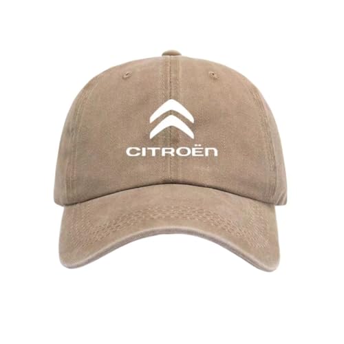 SYXWJL Auto Kappe für Citroen C4, Baseballkappe Basecap Mütze Basecap Herren Unisex Kappe Verstellbar Baumwolle mit Auto Logo Baseball Cap für Herren Damen Zubehör,Khaki von SYXWJL