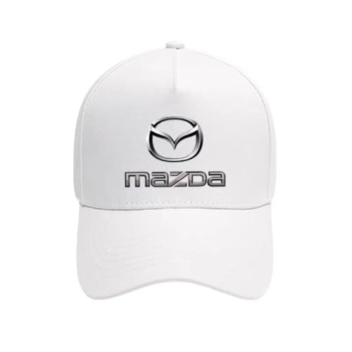 SYXWJL Auto Kappe für Mazda 3 2019-2023, Baseballkappe Basecap Mütze Basecap Herren Unisex Kappe Verstellbar Baumwolle mit Auto Logo Baseball Cap für Herren Damen Zubehör,White von SYXWJL