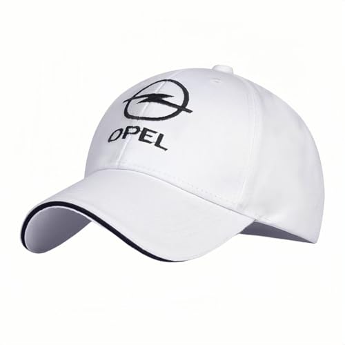 SYXWJL Auto Kappe für Opel GT, Baseballkappe Basecap Mütze Basecap Herren Unisex Kappe Verstellbar Baumwolle mit Auto Logo Baseball Cap für Herren Damen Zubehör,White von SYXWJL
