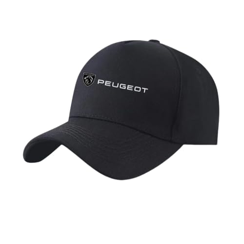 SYXWJL Auto Kappe für Peugeot Pick Up 2017-2023, Baseballkappe Basecap Mütze Basecap Herren Unisex Kappe Verstellbar Baumwolle mit Auto Logo Baseball Cap für Herren Damen Zubehör,Black-B von SYXWJL