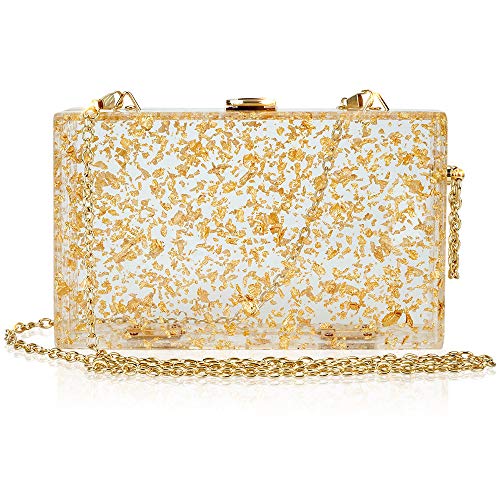 SZBANGLIN Abendtasche aus Acryl für Damen Funkeln Portemonnaie Transparente goldene Box Handtasche Schultertasche für Bankette, Abendessen, Partys SZBANGLIN Abendtasche aus Acryl für Damen Funkeln Portemonnaie Transparente goldene Box Handtasche Schultertasche für Bankette, Abendessen, Partys von SZBANGLIN