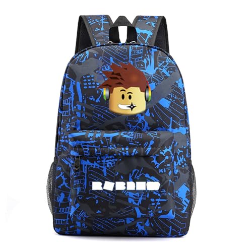 SZCIIRDM R-oblox Kinder Rucksack,R-oblox Multifunktions-Schulrucksack aus Nylon,Cartoon Leichter Kinderrucksack mit vielen Fächern,Rucksack Geschenk von SZCIIRDM