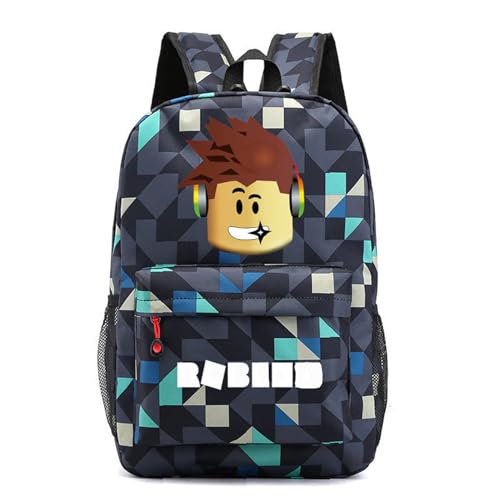 SZCIIRDM R-oblox Rucksack für Kinder,R-oblox Multifunktions-Schulrucksack aus Nylon,Cartoon Leichter Kinderrucksack mit vielen Fächern von SZCIIRDM