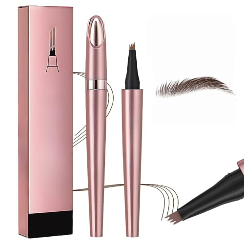 Wasserdichter Augenbrauenstift, 4-Gabel Spitze 3D Microblading wasserdichter Augenbrauen Bleistift, natürliches Make-up Fine Stroke Magic Augenbrauen Bleistift Spitze für Frauen (Dunkelbraun) von SZCLKJGS