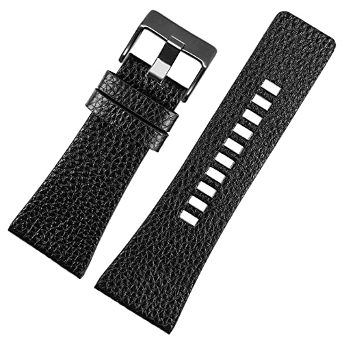 SZCURC 22-32 mm Armband aus echtem Leder.Stilvolles und atmungsaktives Ersatzband, Schwarz 2, 32 mm von SZCURC