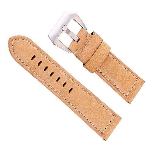 SZCURC Krokodil matt echtes Leder Uhrenarmband 20-26 mm Rindsleder Uhrenarmband Ersatzarmband Armband, Mattes Beige, 26 mm von SZCURC