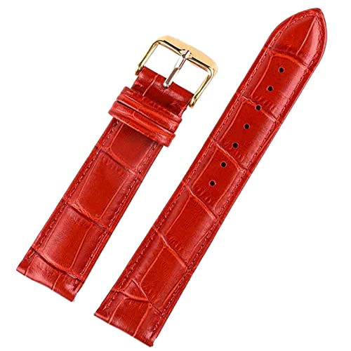 SZCURC Lederarmband für Herren und Damen 12-18 mm Uhrenarmband für Herren und Damen - weiches und bequemes Ersatzband, rotes Gold, 13 mm von SZCURC