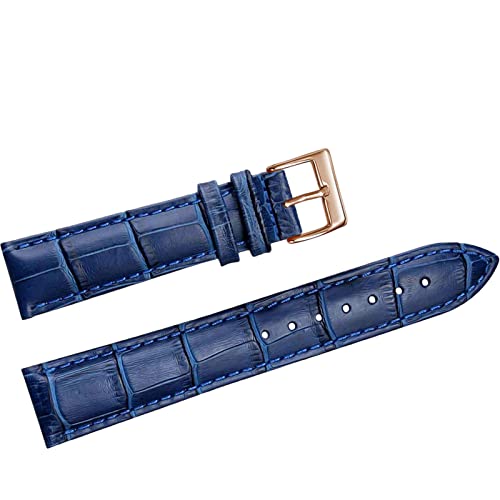 SZCURC Uhrenarmbänder aus echtem Leder 12-24 mm Stahl Dornschließe Armband + Werkzeug, Blau 2, 20 mm von SZCURC