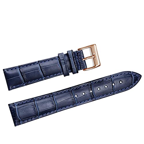SZCURC Uhrenarmbänder aus echtem Leder 12-24 mm Stahl Dornschließe Armband + Werkzeug, Dunkelblau 2, 20 mm von SZCURC