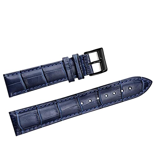 SZCURC Uhrenarmbänder aus echtem Leder 12-24 mm Stahl Dornschließe Armband + Werkzeug, Dunkelblau 4, 24 mm von SZCURC