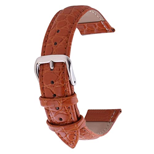 SZCURC Uhrenarmband mit Krokoprägung 12-24 mm Uhrenarmband aus echtem Rindsleder, Hellbraun, 20 mm von SZCURC