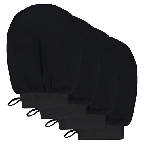 4 STÜCKE Peeling-Handschuhe, Peeling-Handschuh Schwarz Deep Body Peeling-Handschuh Abgestorbene Haut-Entferner Dusch-Körper-Peeling-Handschuhe für Frauen und Männer, eingewachsen von SZCXDKJ