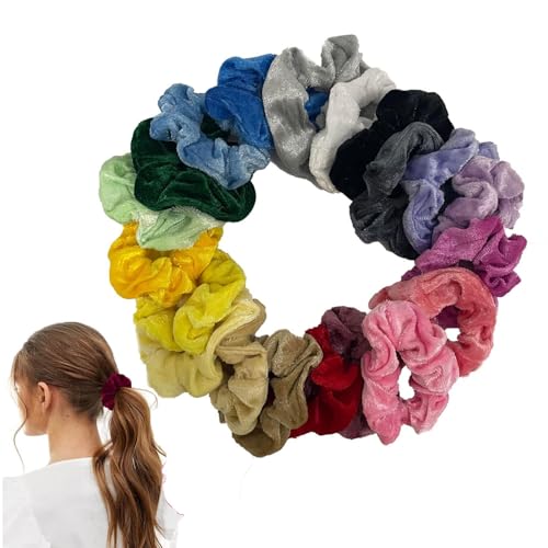20-Stücke Haar Bobbles Scrunchies, Premium Samt Scrunchies Bunte weiche elastische Scrunchies Haarbänder, Pferdeschwanz Halter für Frauen Mädchen Haar Zubehör von SZETOSY