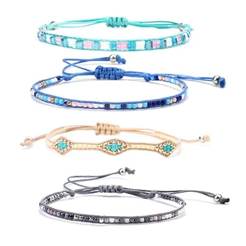 SZETOSY 4PCS Böhmische Perlen Armbänder Bunte Perlen Armbänder Multi Layer Handgemachte Armband Für Frauen Einstellbare Boho Armbänder Set, Baumwolle SZETOSY 4PCS Böhmische Perlen Armbänder Bunte Perlen Armbänder Multi Layer Handgemachte Armband Für Frauen Einstellbare Boho Armbänder Set, Baumwolle von SZETOSY