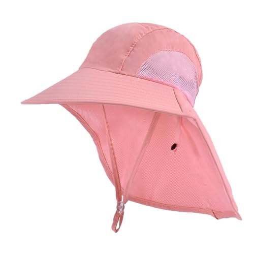 SZETOSY Kids Sun Hat with Neck Flap Ponytail Hole - Adjustable Summer Hat Wide Brim UPF 50+for Toddler and Boys Girls,Aged 2-10 Pink von SZETOSY