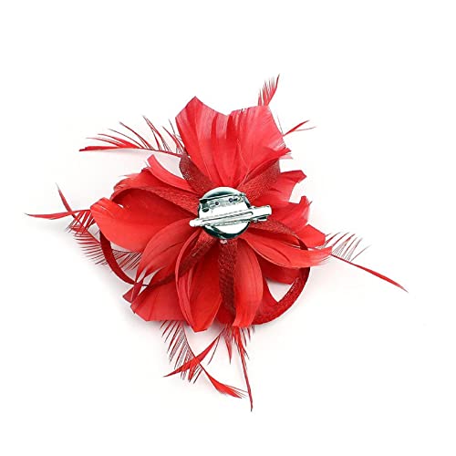 Damen Pillbox Hut Haarschmuck Feder Blumen Stirnband Haar Clip Cocktail Tea Party Kirche Haarreif Haarspange Hochzeit Brautschleier Vintage Kopfschmuck für Cosplay Karneval Bankett (B, One Size) von SZFRYEU