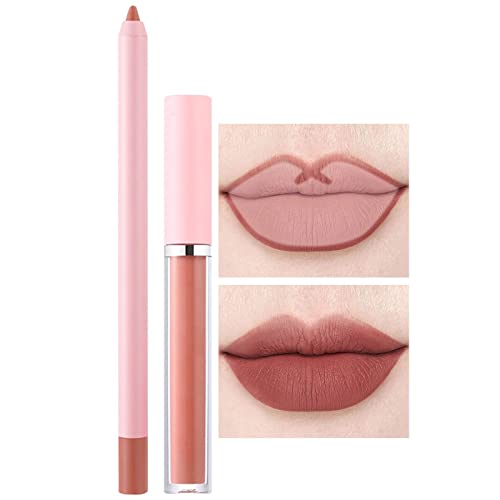 MatteLip Liner & Lip Gloss Kit Weiß Grün Schwarz Lila -Lippenstift Antihaft-Becher, nicht verblassender flüssiger Lippenstift, langlebig für Halloween-Cosplay (C, One Size) von SZFRYEU