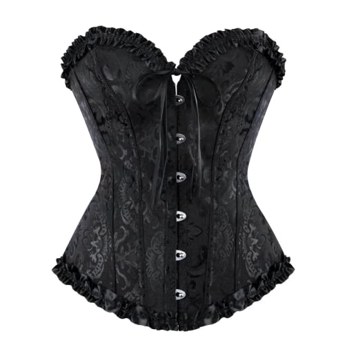 Ivy Shi Damen Vollbrust Corsage Korsett Top Gothic Vintage Corsagen Bustier Corsette- Gr. 32 (S), Schwarz von SZIVYSHI