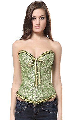 Ivy Shi Damen Vollbrust Corsage Korsett Top Gothic Vintage Corsagen Bustier Corsette- Gr. 38 (XL), Grün von SZIVYSHI