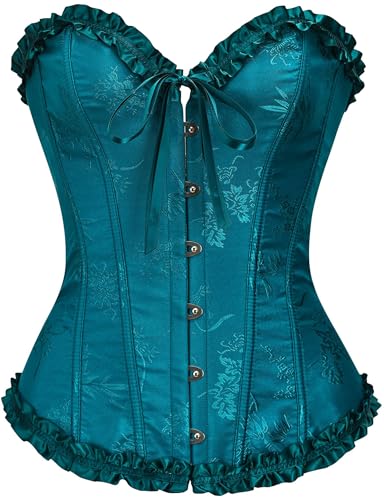 SZIVYSHI Damen Überbrustkorsett mit Sweetheart-Schnürung, Kunststoffknochen, Bustier-Top, Dunkelblau 1, 42 von SZIVYSHI