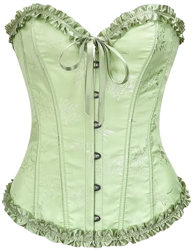 SZIVYSHI Damen Überbrustkorsett mit Sweetheart-Schnürung, Kunststoffknochen, Bustier-Top, Hellgrün 1, 42 SZIVYSHI Damen Überbrustkorsett mit Sweetheart-Schnürung, Kunststoffknochen, Bustier-Top, Hellgrün 1, 42 von SZIVYSHI