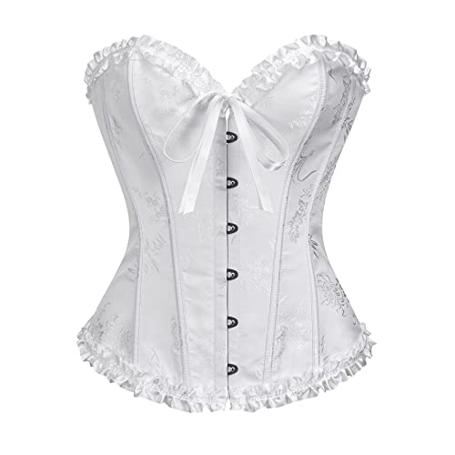 SZIVYSHI Damen Überbrustkorsett mit Sweetheart-Schnürung, Kunststoffknochen, Bustier-Top, Weiß (1), 36 von SZIVYSHI