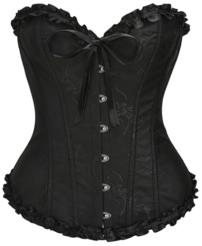 SZIVYSHI Damen Vollbrust Corsage Korsett Top Gothic Vintage Corsagen Bustier Corsette - Schwarz Schönheit - XS von SZIVYSHI