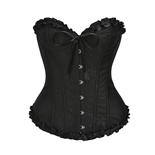 SZIVYSHI Damen Überbrustkorsett mit Sweetheart-Schnürung, Kunststoffknochen, Bustier-Top, schwarz 2, 38 von SZIVYSHI