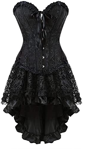 SZIVYSHI Korsett Damen - Schwarz Corset - Corsage Kleid Mini Rock Petticoat - Große Größen 5XL von SZIVYSHI