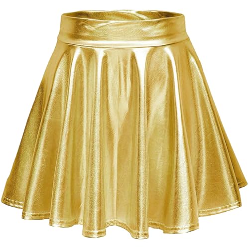 Damen Glänzend Metallisch Rave Party Stretch Skater Mini Rock Hohe Taille Elastischer Plisseerock Pull On Faltenrock S Damen Glänzend Metallisch Rave Party Stretch Skater Mini Rock Hohe Taille Elastischer Plisseerock Pull On Faltenrock S von SZJIAHTM