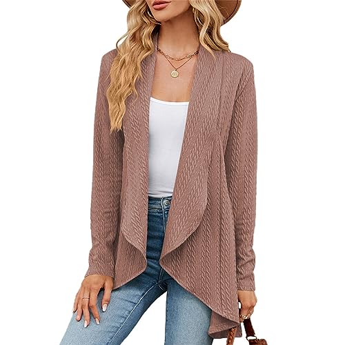 Damen Langarm Open Front Lange Ärmel Elegante Cardigan Strickpullover Strickmantel Bluse Shirts Knitwear XL von SZJIAHTM