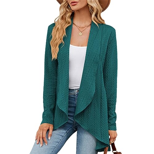 Damen Langarm Open Front Lange Ärmel Elegante Cardigan Strickpullover Strickmantel Bluse Shirts Knitwear XXL von SZJIAHTM