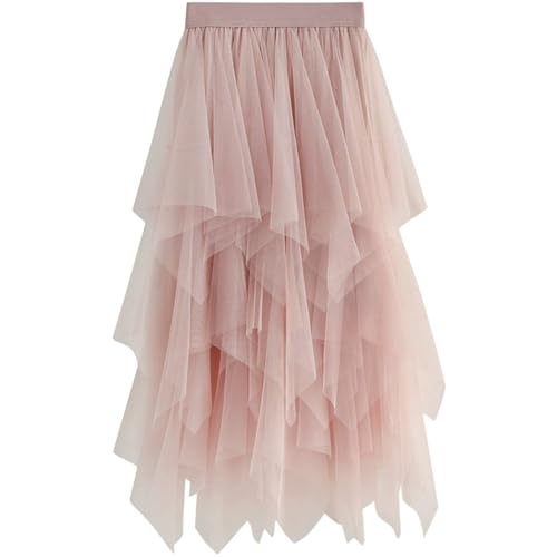 Damen Tüllrock Faltenrock Blume Lang Elastische Rock Elegant Rock Kurzer Skater Röcke, Midirock Sommerrock Netz Mesh Hexenrock Kostüm Rock von SZJIAHTM