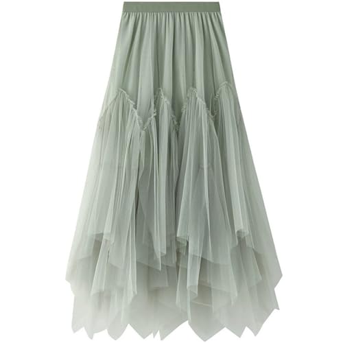 Damen Tüllrock Faltenrock Blume Lang Elastische Rock Elegant Rock Kurzer Skater Röcke, Midirock Sommerrock Netz Mesh Hexenrock Kostüm Rock von SZJIAHTM