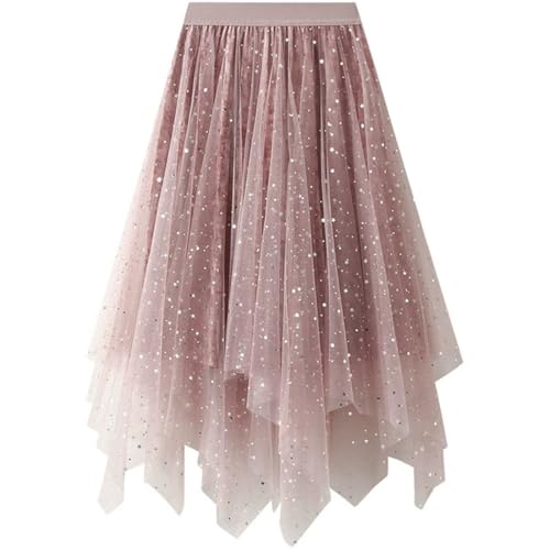 Damen Tüllrock Faltenrock Blume Lang Elastische Rock Elegant Rock Kurzer Skater Röcke, Midirock Sommerrock Netz Mesh Hexenrock Kostüm Rock von SZJIAHTM