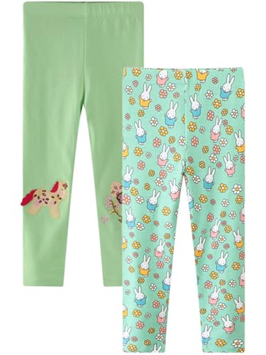 SZJIAHTM 2 er-Pack Mädchen Kinder Leggings Hosen Multicolour Gymnastikhose Leggings Einhorn Gedruckt Elastisch Baumwolle Stretch Lang Hosen Jogginghose von SZJIAHTM