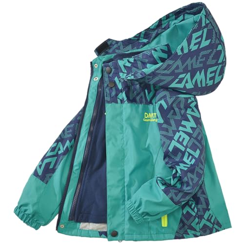 SZJIAHTM Kinder Jungen Gefütterte Regenmante 3 in 1 Softshelljacken mit Fleecefutter Kapuze Outdoor Wasserdichte Jacke Softshelljacke 160 von SZJIAHTM