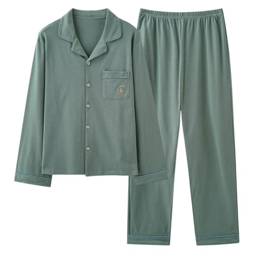 SZJIAHTM Teenager Big Boy Tween Jungen Pyjama Loungewear Langarm Oberteil mit Offenem Kragen Knöpfe V-Ausschnitt Shirt und Lange Hosen PJS Set Baumwolle Nachtwäsche Set SZJIAHTM Teenager Big Boy Tween Jungen Pyjama Loungewear Langarm Oberteil mit Offenem Kragen Knöpfe V-Ausschnitt Shirt und Lange Hosen PJS Set Baumwolle Nachtwäsche Set von SZJIAHTM