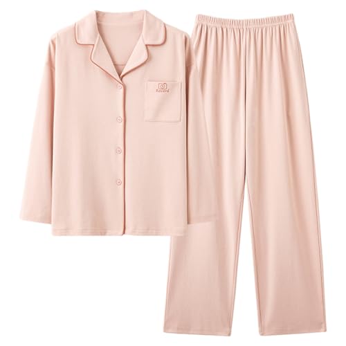 SZJIAHTM Teenager Big Tween Mädchen Lang Pyjama Sets Baumwolle Knopfleiste Zweiteiliger Loungewear Tops und Lange Hosen Schlafanzug Nachtwäsche Set von SZJIAHTM