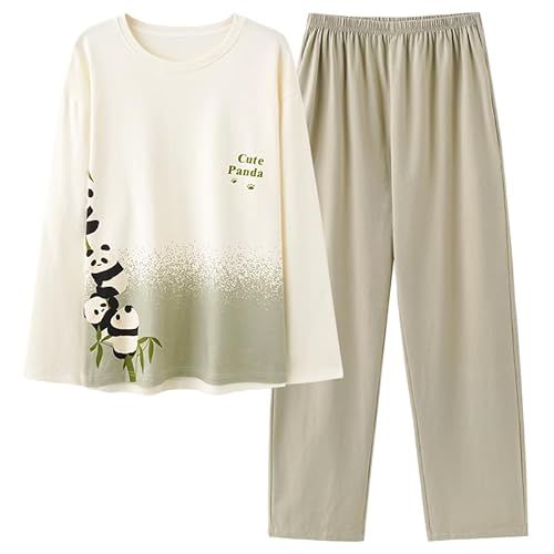 SZJIAHTM Teenager Big Tween Mädchen Langarm Baumwolle Pyjama Loungewear Cartoon Print Tops und Lange Hosen PJS Set Schlafanzug Süße Tops und Schlafhose Nachtwäsche Set von SZJIAHTM