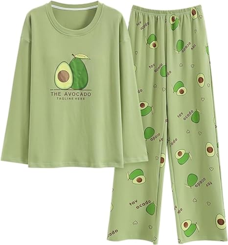 SZJIAHTM Teenager Mädchen Langarm Zweiteiliger Schlafanzüge mit integriertem BH Set Baumwolle Schlafanzug Cartoon Tops und Schlafhose Nachtwäsche Pyjama Nightwear Set Loungewear von SZJIAHTM