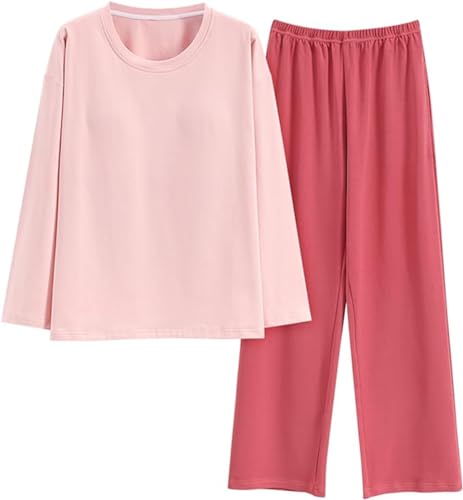 SZJIAHTM Teenager Mädchen Langarm Zweiteiliger Schlafanzüge mit integriertem BH Set Baumwolle Schlafanzug Cartoon Tops und Schlafhose Nachtwäsche Pyjama Nightwear Set Loungewear von SZJIAHTM