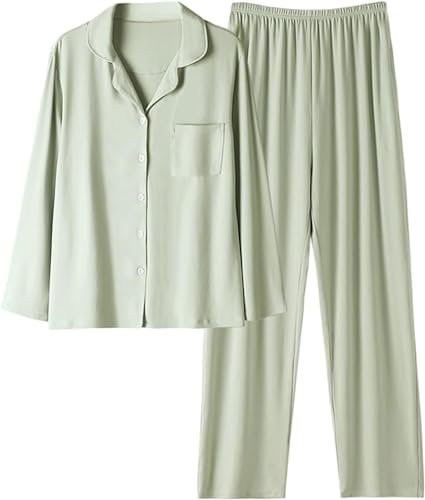 SZJIAHTM Teenager Mädchen Warme Loungewear Set Lange Ärmel Zweiteiliger Cartoon Winter Herbst Button Down Schlafanzug aus Baumwolle Pyjama von SZJIAHTM