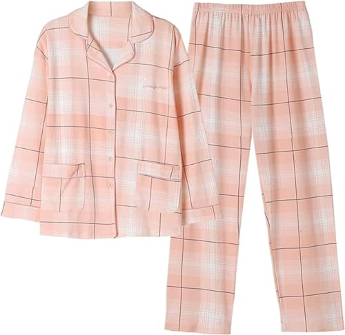 SZJIAHTM Teenager Mädchen Zweiteiliger Loungewear Set Lange Ärmel Cartoon Button Down Schlafanzug aus Baumwolle Pyjama von SZJIAHTM