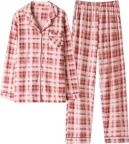 SZJIAHTM Teenager Mädchen Zweiteiliger Loungewear Set Lange Ärmel Cartoon Button Down Schlafanzug aus Baumwolle Pyjama von SZJIAHTM