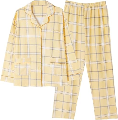 SZJIAHTM Teenager Mädchen Zweiteiliger Loungewear Set Lange Ärmel Cartoon Button Down Schlafanzug aus Baumwolle Pyjama von SZJIAHTM