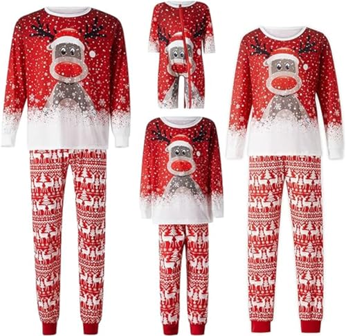 SZJIAHTM Weihnachts Pyjama Familie Set,Matching Christmas Pyjama Schlafanzug Langarmshirt und Kariert Hosen Pjs für Herren Damen Kinder Baby von SZJIAHTM